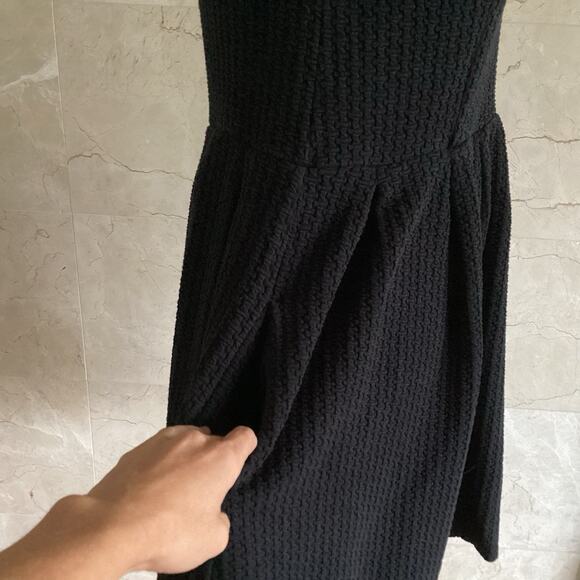 GANNI Pinnacle Mini Dress Medium Black Sleeveless Textured Mock Ruffle Neck Twee - Picture 6 of 14